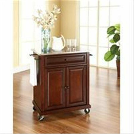 BETTERBEDS Crosley Furniture Stainless Steel Top Portable Kitchen Cart-Island in Vintage Mahogany Finish BE2613728